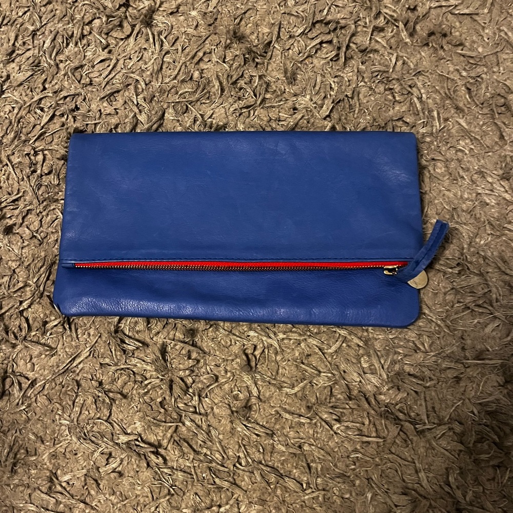 Clare V leather foldover clutch